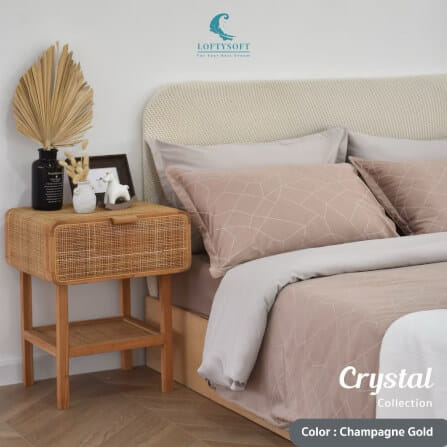 ชุดผ้าปูที่นอน 5 ฟุต 4 ชิ้น LOFTYSOFT Crystal Collection - Champagne Gold SET C_7